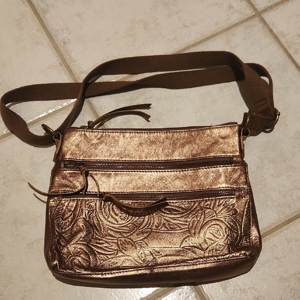 The Sak Metallic Brown Floral Crossbody Bag - Picture 17 of 17